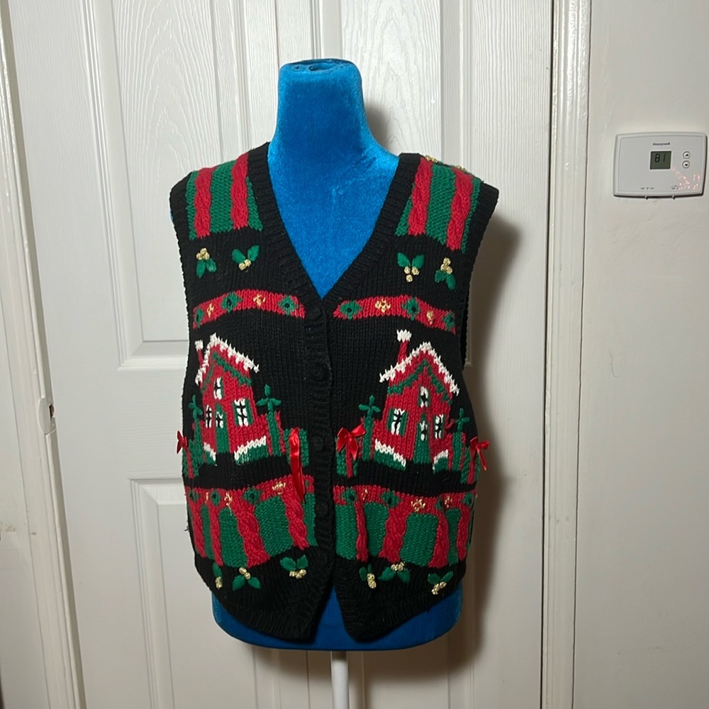 Vintage BRYN CONNELLY Holiday Button Dowm Sweater Vest Small